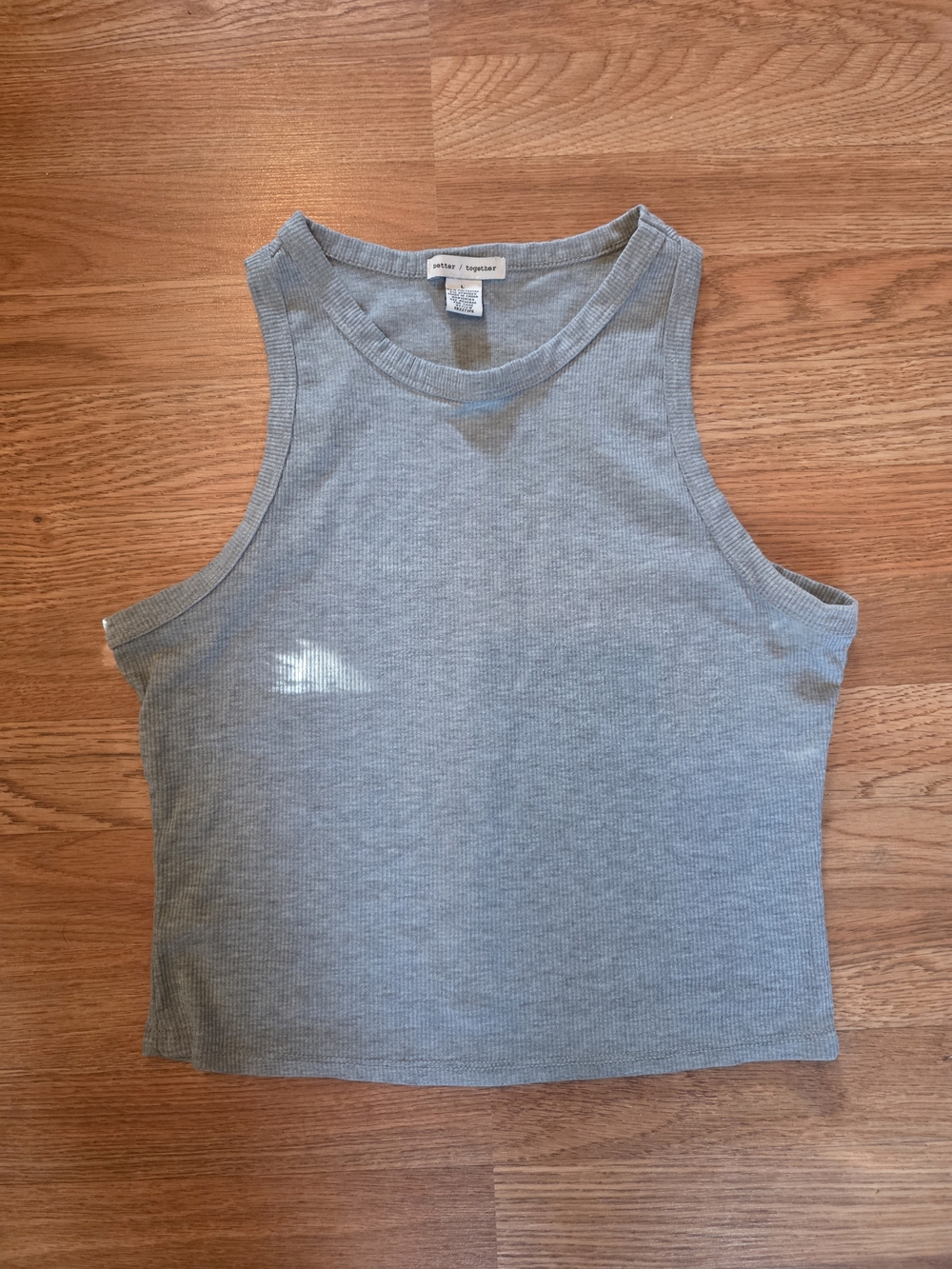 Better / Together Gray Ribbed High-Neck Tank Top 